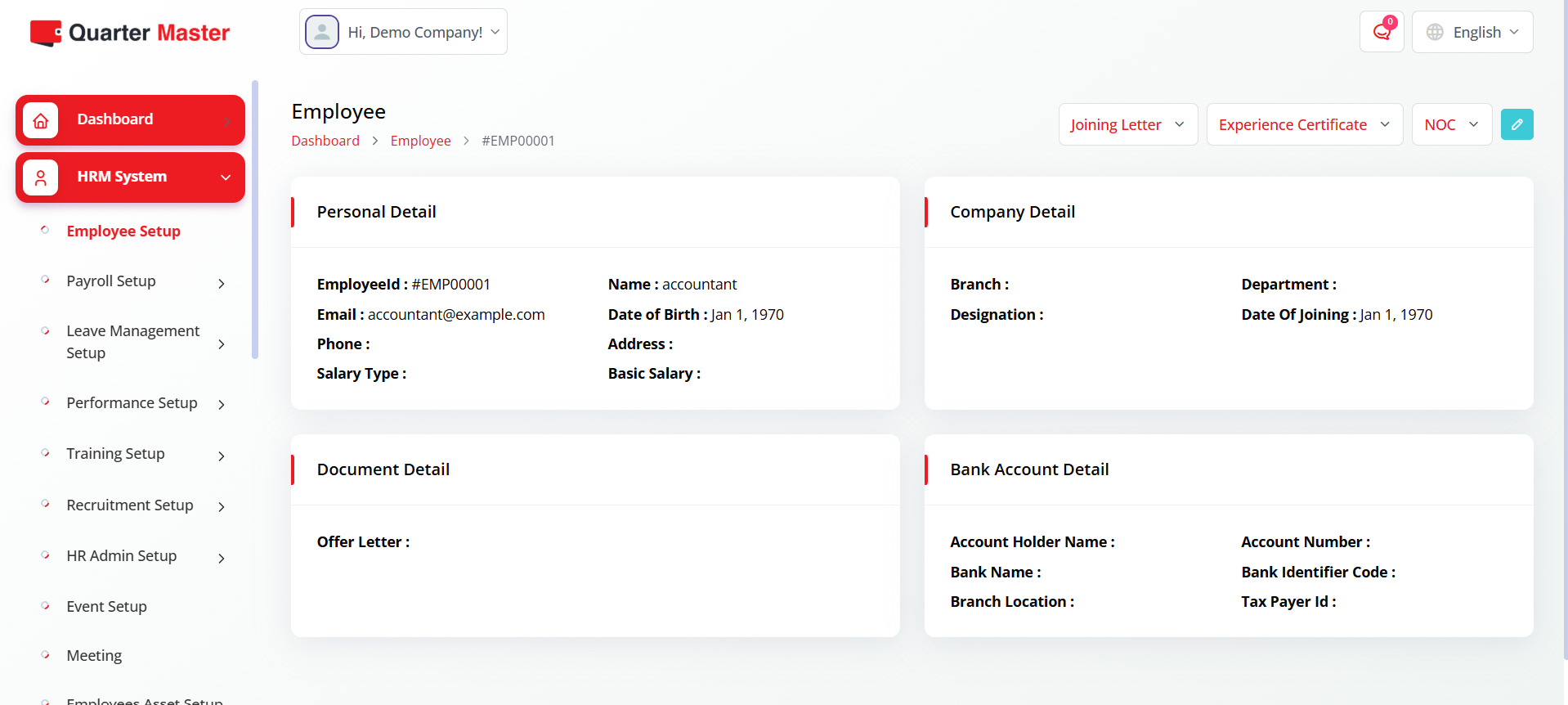 HRM Employee Profile