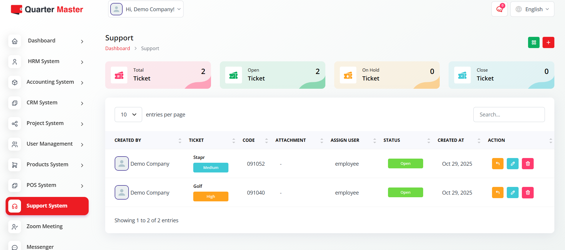 System Settings Page